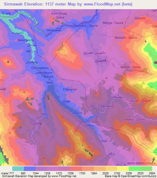Sirmawah,Iraq Elevation Map