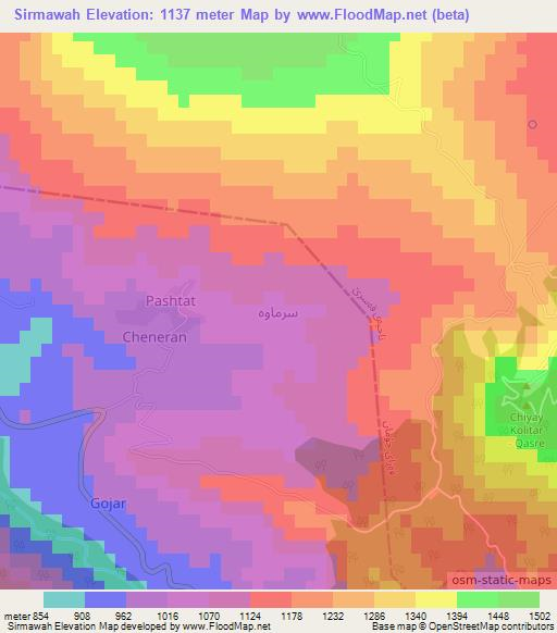 Sirmawah,Iraq Elevation Map