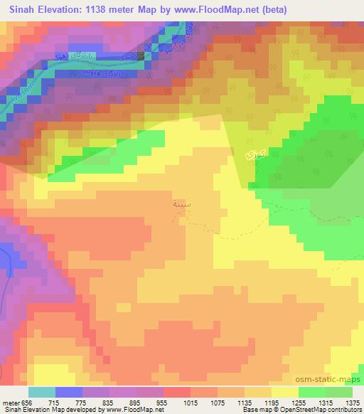 Sinah,Iraq Elevation Map