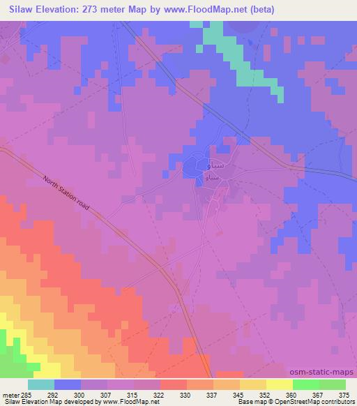 Silaw,Iraq Elevation Map