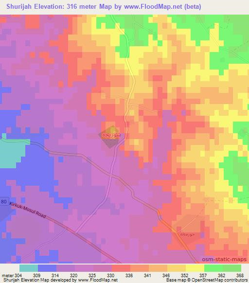 Shurijah,Iraq Elevation Map