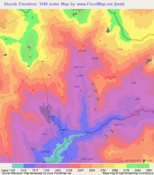 Shurah,Iraq Elevation Map
