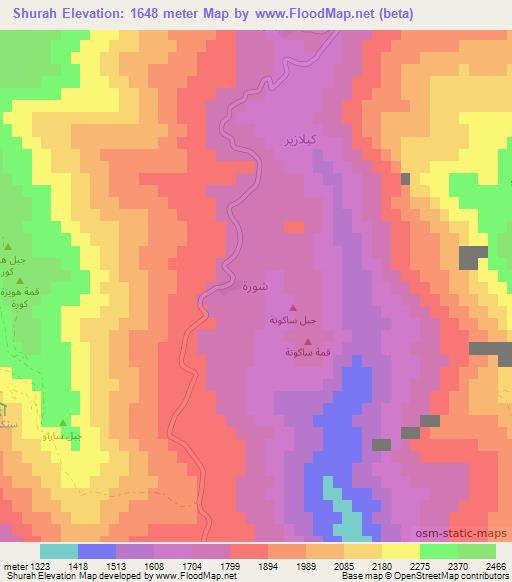 Shurah,Iraq Elevation Map