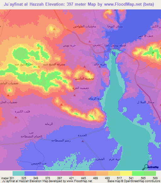 Ju`ayfinat al Hazzah,Syria Elevation Map