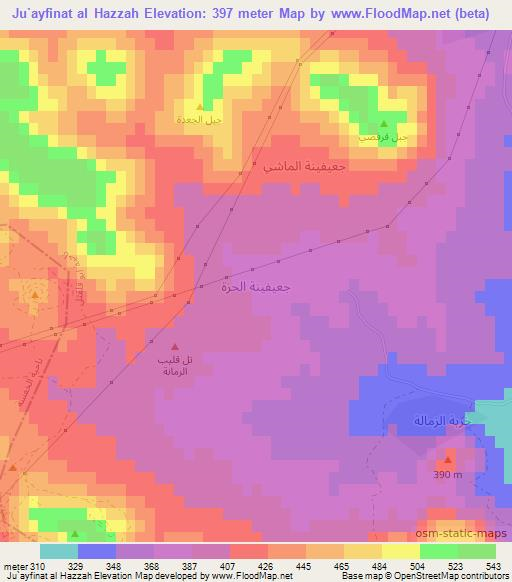 Ju`ayfinat al Hazzah,Syria Elevation Map