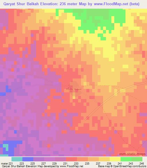 Qaryat Shur Balkah,Iraq Elevation Map