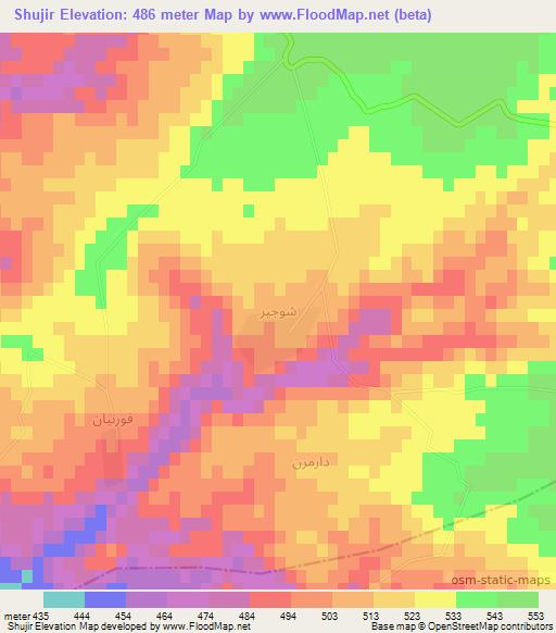 Shujir,Iraq Elevation Map