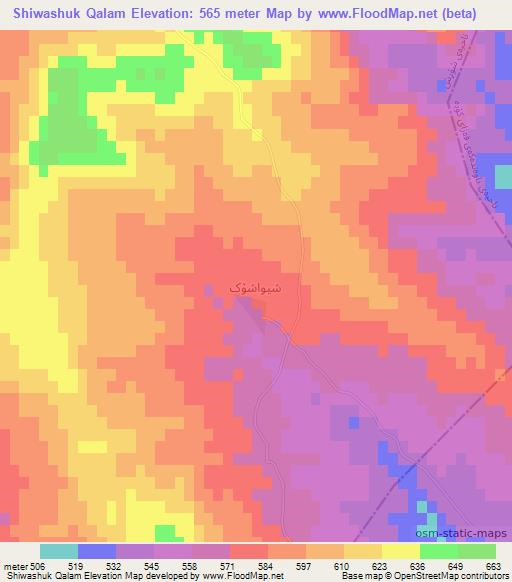 Shiwashuk Qalam,Iraq Elevation Map