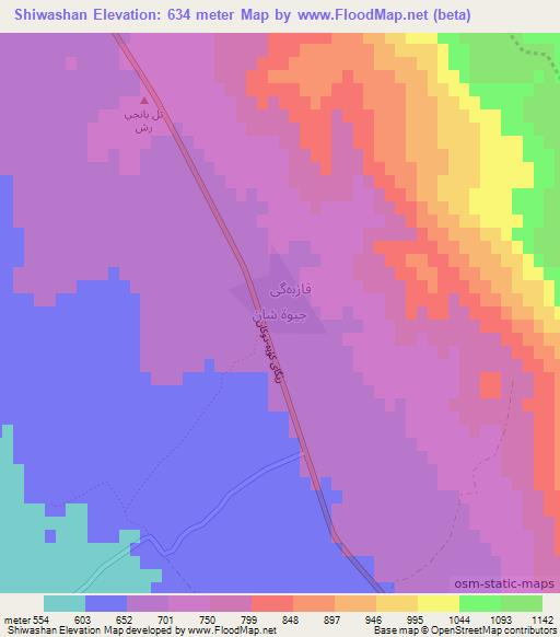 Shiwashan,Iraq Elevation Map