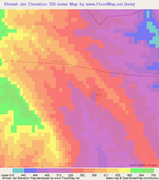 Shiwah Jan,Iraq Elevation Map