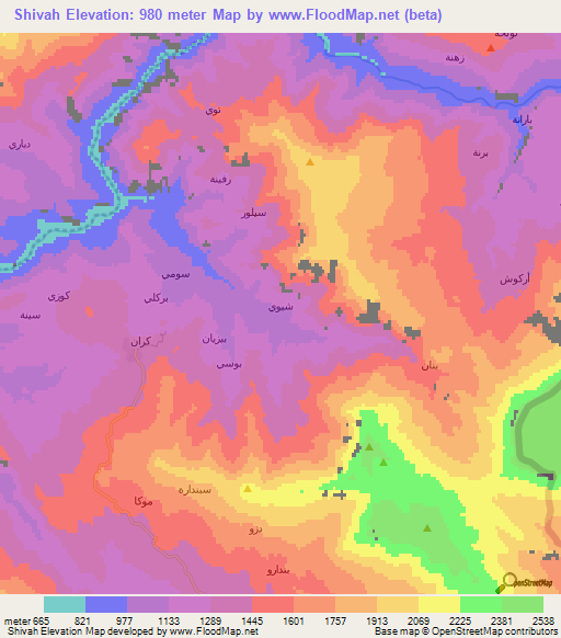 Shivah,Iraq Elevation Map