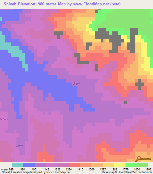 Shivah,Iraq Elevation Map