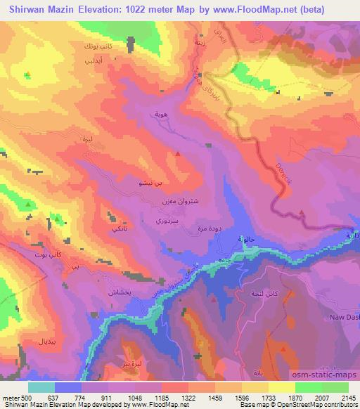 Shirwan Mazin,Iraq Elevation Map