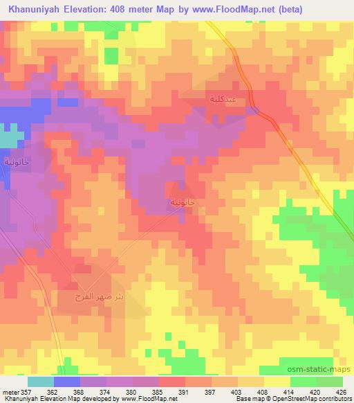 Khanuniyah,Syria Elevation Map