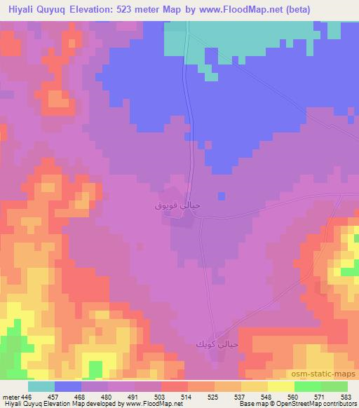 Hiyali Quyuq,Syria Elevation Map