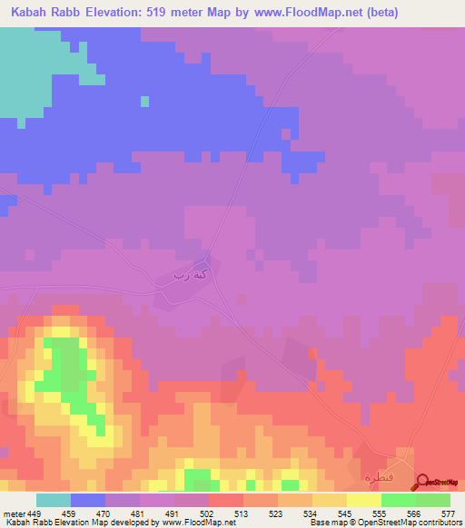 Kabah Rabb,Syria Elevation Map