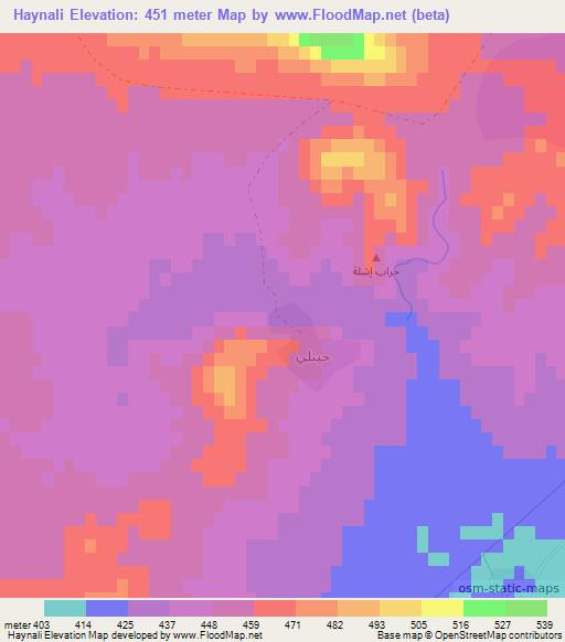 Haynali,Syria Elevation Map