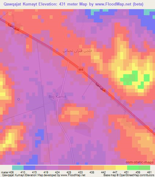 Qawqajat Kumayt,Syria Elevation Map