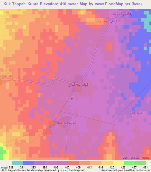 Kuk Tappah Kubra,Syria Elevation Map