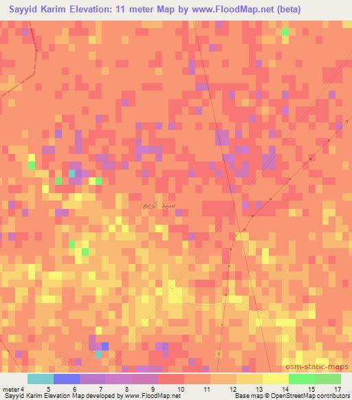 Sayyid Karim,Iraq Elevation Map