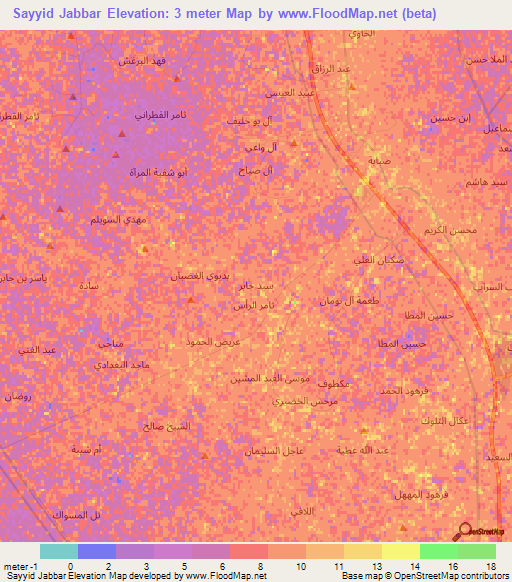 Sayyid Jabbar,Iraq Elevation Map