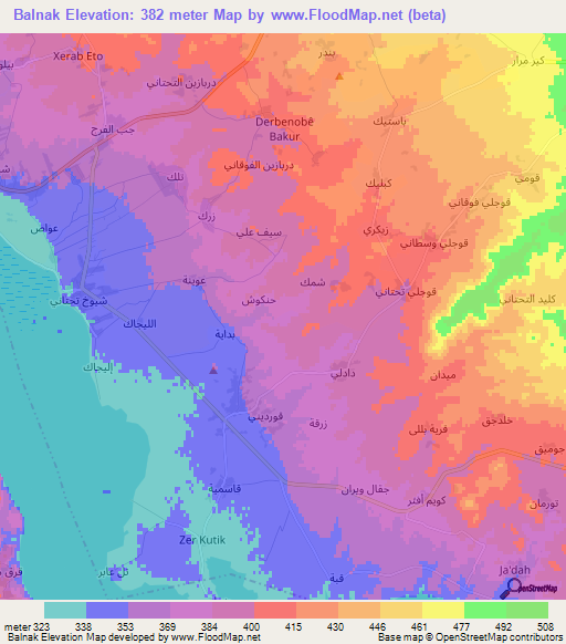 Balnak,Syria Elevation Map