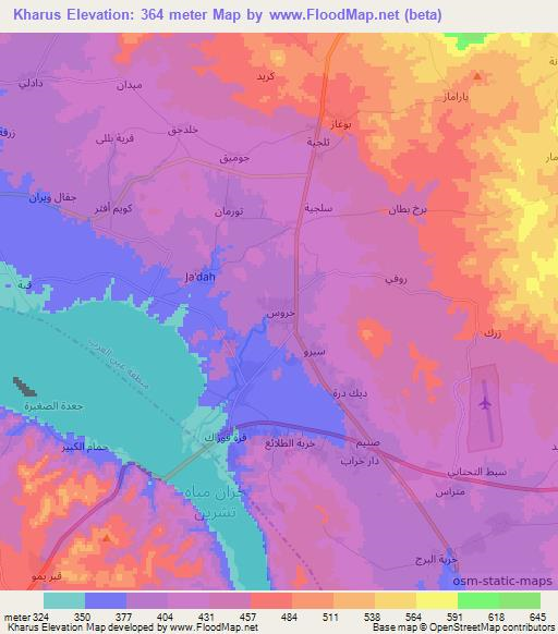 Kharus,Syria Elevation Map