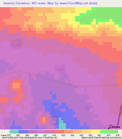 Jawmiq,Syria Elevation Map