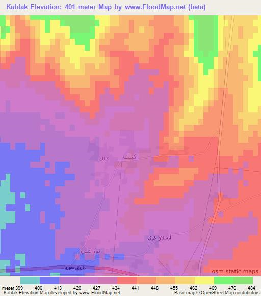Kablak,Syria Elevation Map