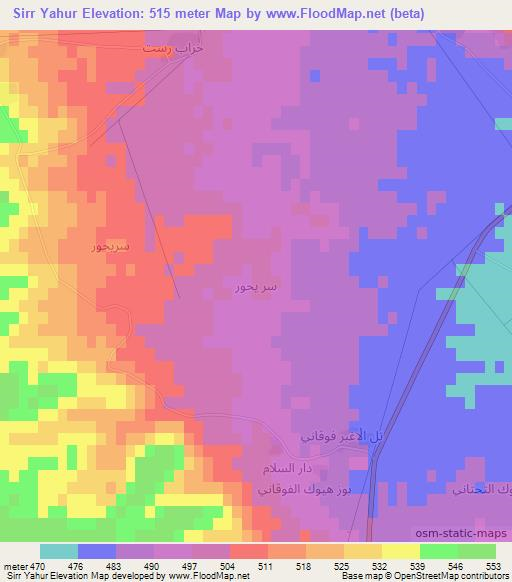 Sirr Yahur,Syria Elevation Map
