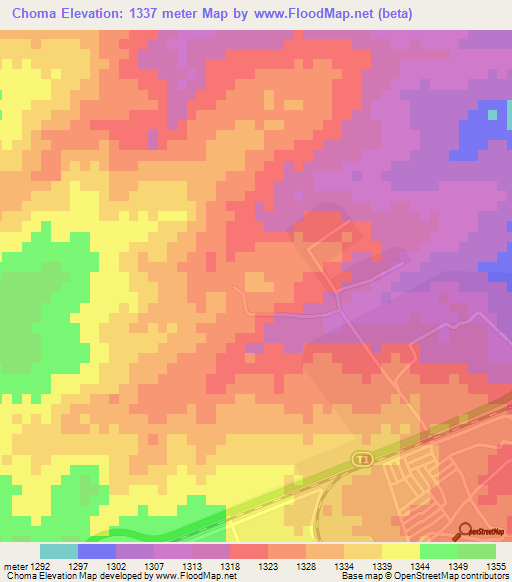 Choma,Zambia Elevation Map