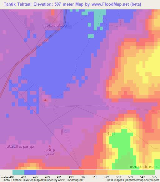 Tahtik Tahtani,Syria Elevation Map