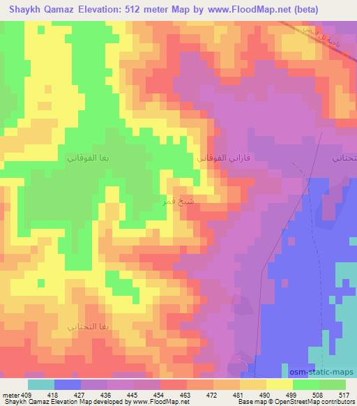 Shaykh Qamaz,Syria Elevation Map