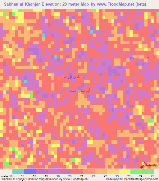 Sabhan al Khanjar,Iraq Elevation Map