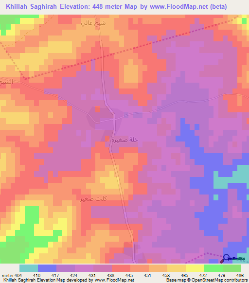 Khillah Saghirah,Syria Elevation Map