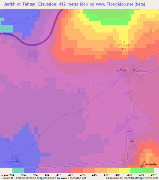Jarikh at Tahtani,Syria Elevation Map