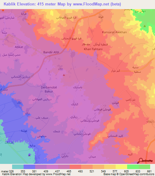 Kablik,Syria Elevation Map