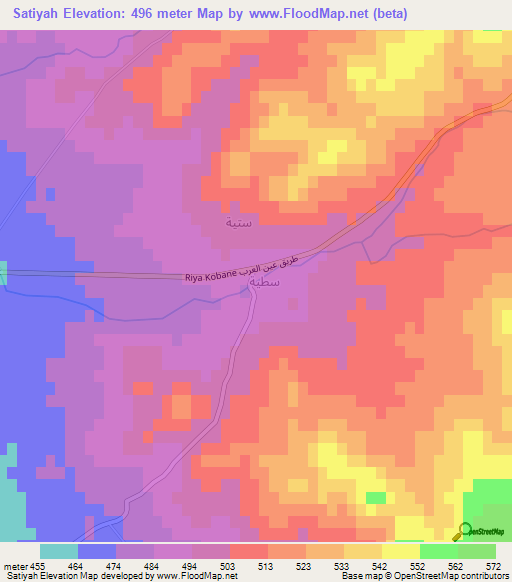 Satiyah,Syria Elevation Map