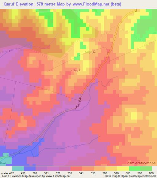 Qaruf,Syria Elevation Map