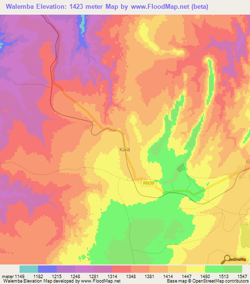 Walemba,Congo (Kinshasa) Elevation Map