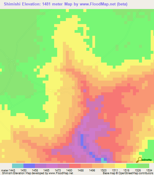 Shimishi,Congo (Kinshasa) Elevation Map