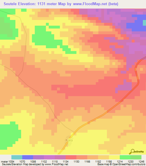 Seutele,Congo (Kinshasa) Elevation Map