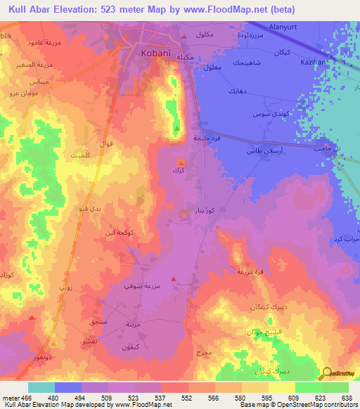 Kull Abar,Syria Elevation Map