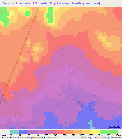 Sabinga,Congo (Kinshasa) Elevation Map