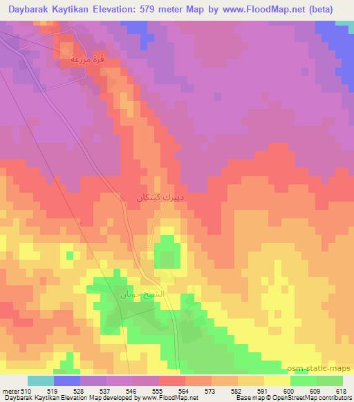 Daybarak Kaytikan,Syria Elevation Map