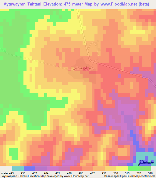 Aytuwayran Tahtani,Syria Elevation Map