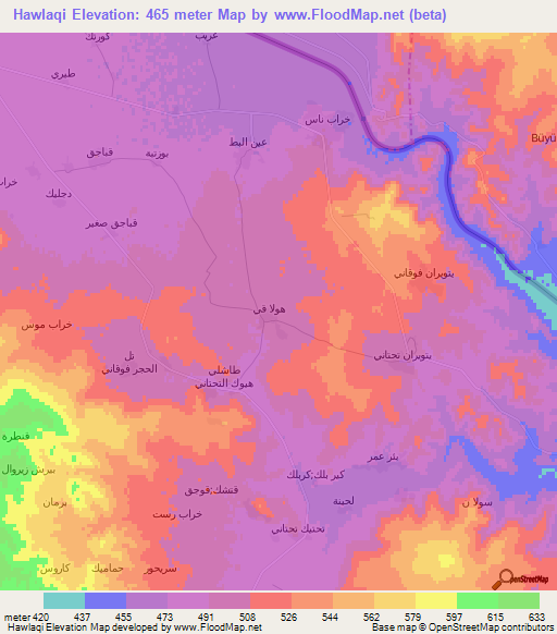 Hawlaqi,Syria Elevation Map