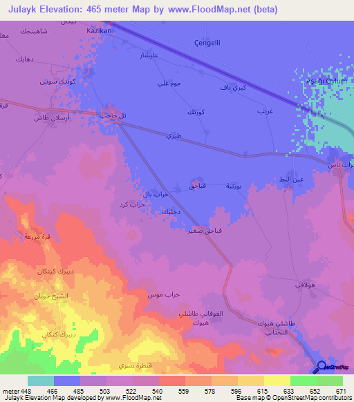 Julayk,Syria Elevation Map
