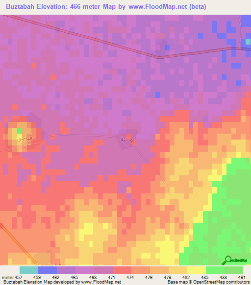 Buztabah,Syria Elevation Map