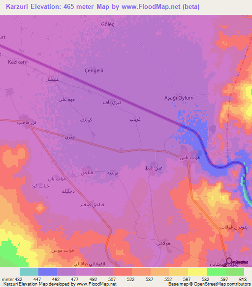 Karzuri,Syria Elevation Map